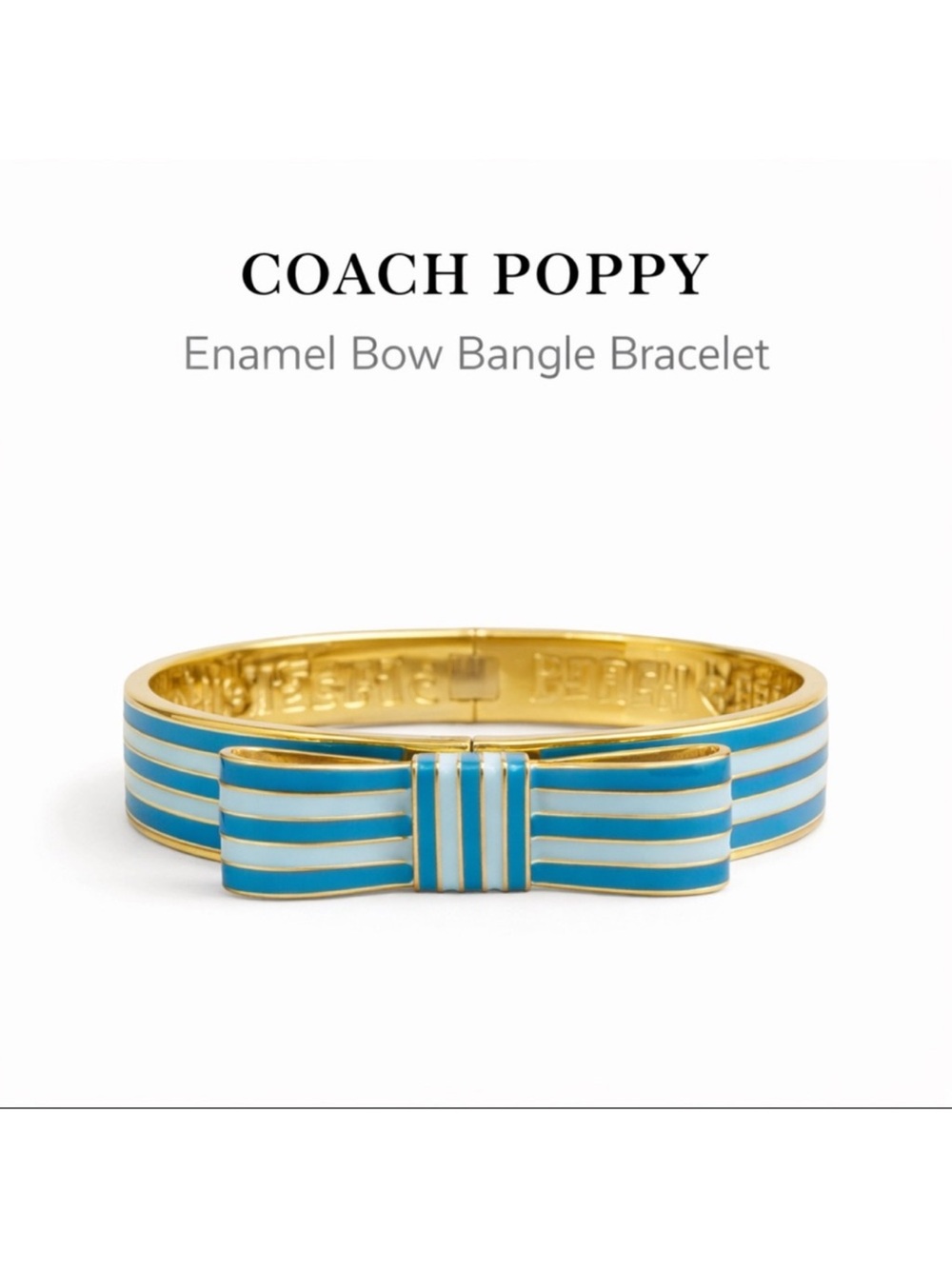 Coach Poppy Turquoise Enamel Bow Bangle Bracelet